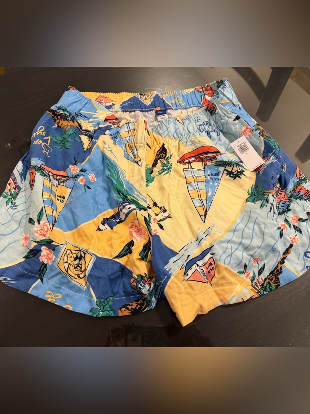 Old Navy Blue & Yellow Sailboat Print Shorts nwt